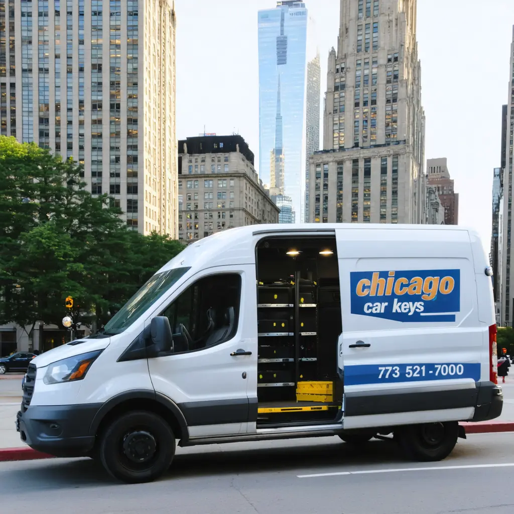 Fully equipped mobile locksmith service van serving Chicago and surrounding areas