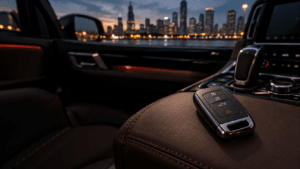 Illustration of mobile Range Rover smart key programming service in Chicago