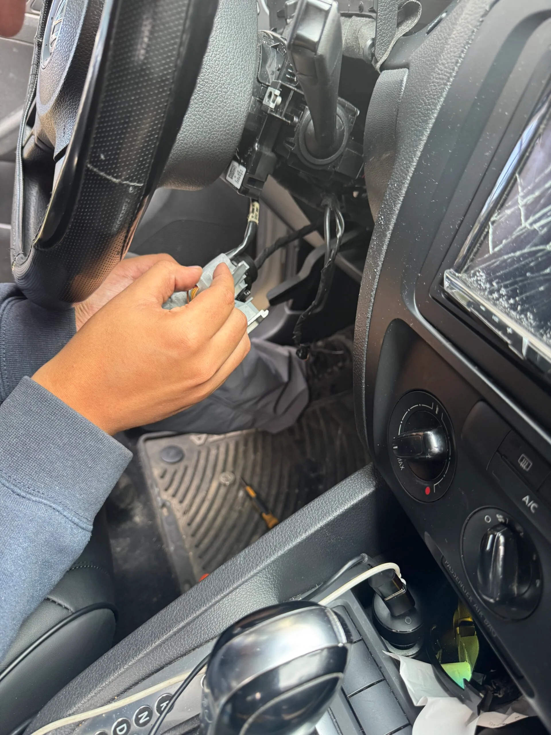 Chicago Car Keys technician diagnosing Volkswagen ignition switch wiring in Chicago