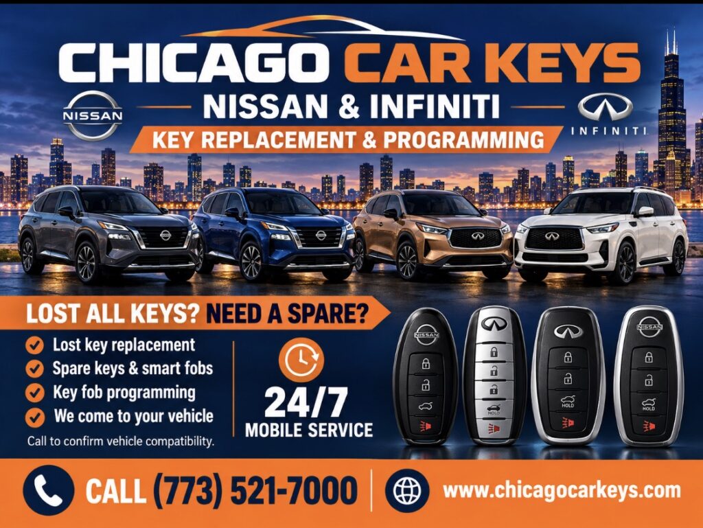 Chicago Car Keys Nissan and Infiniti key replacement and programming promotional banner
