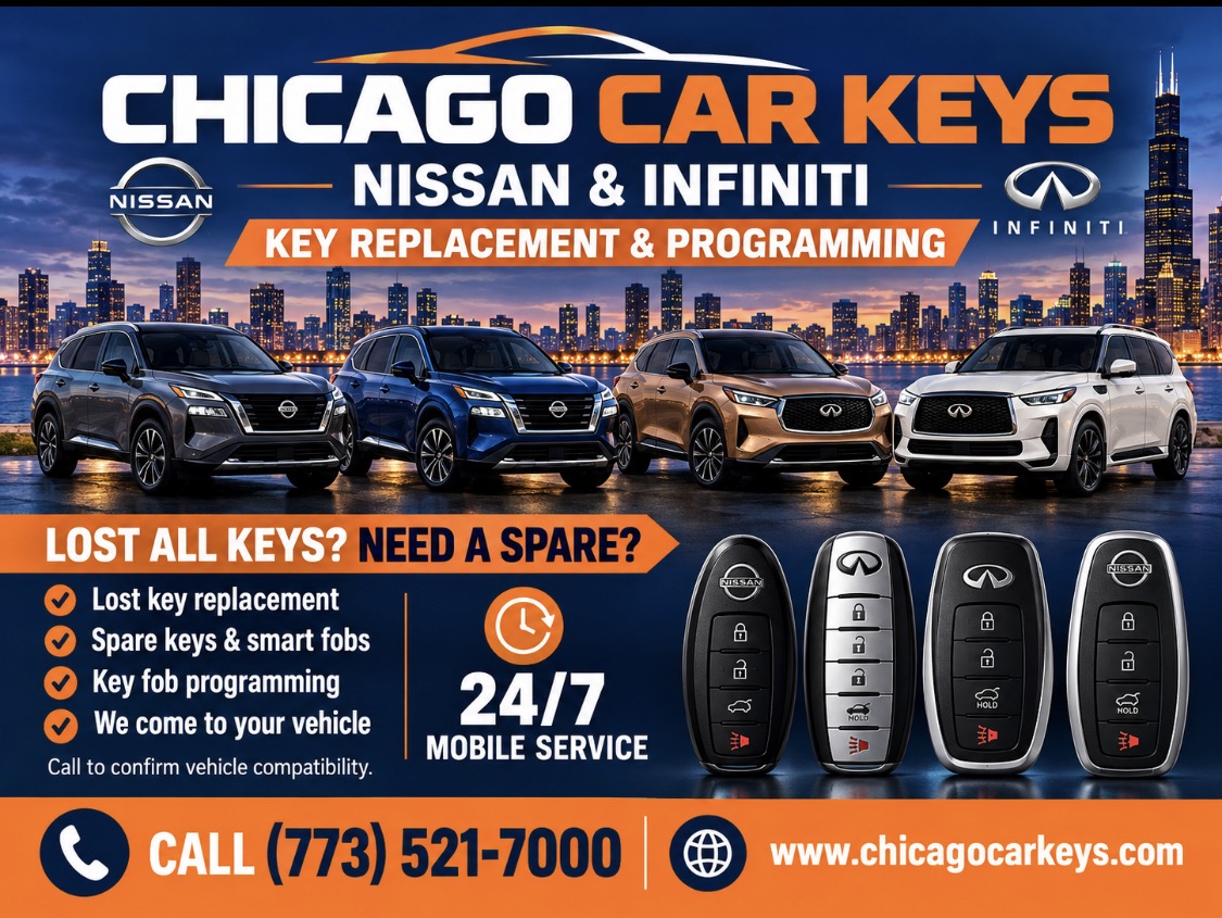 Chicago Car Keys Nissan and Infiniti key replacement and programming in Chicago