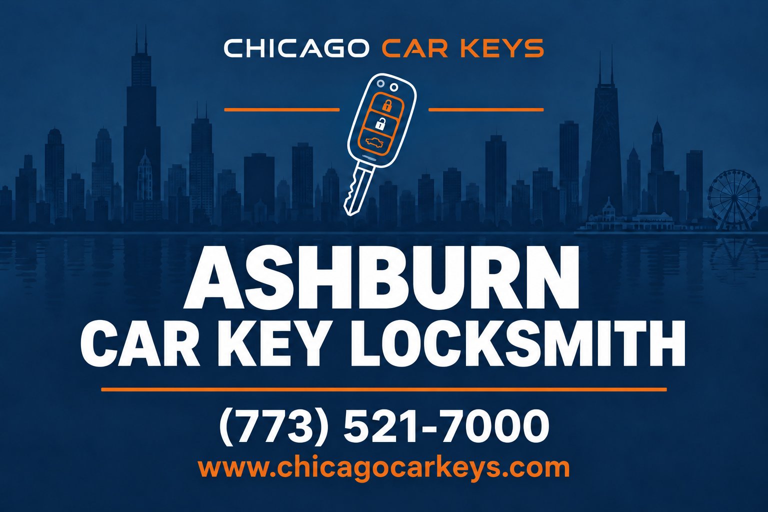 Chicago Car Keys service card for car key locksmith service in Ashburn, Chicago