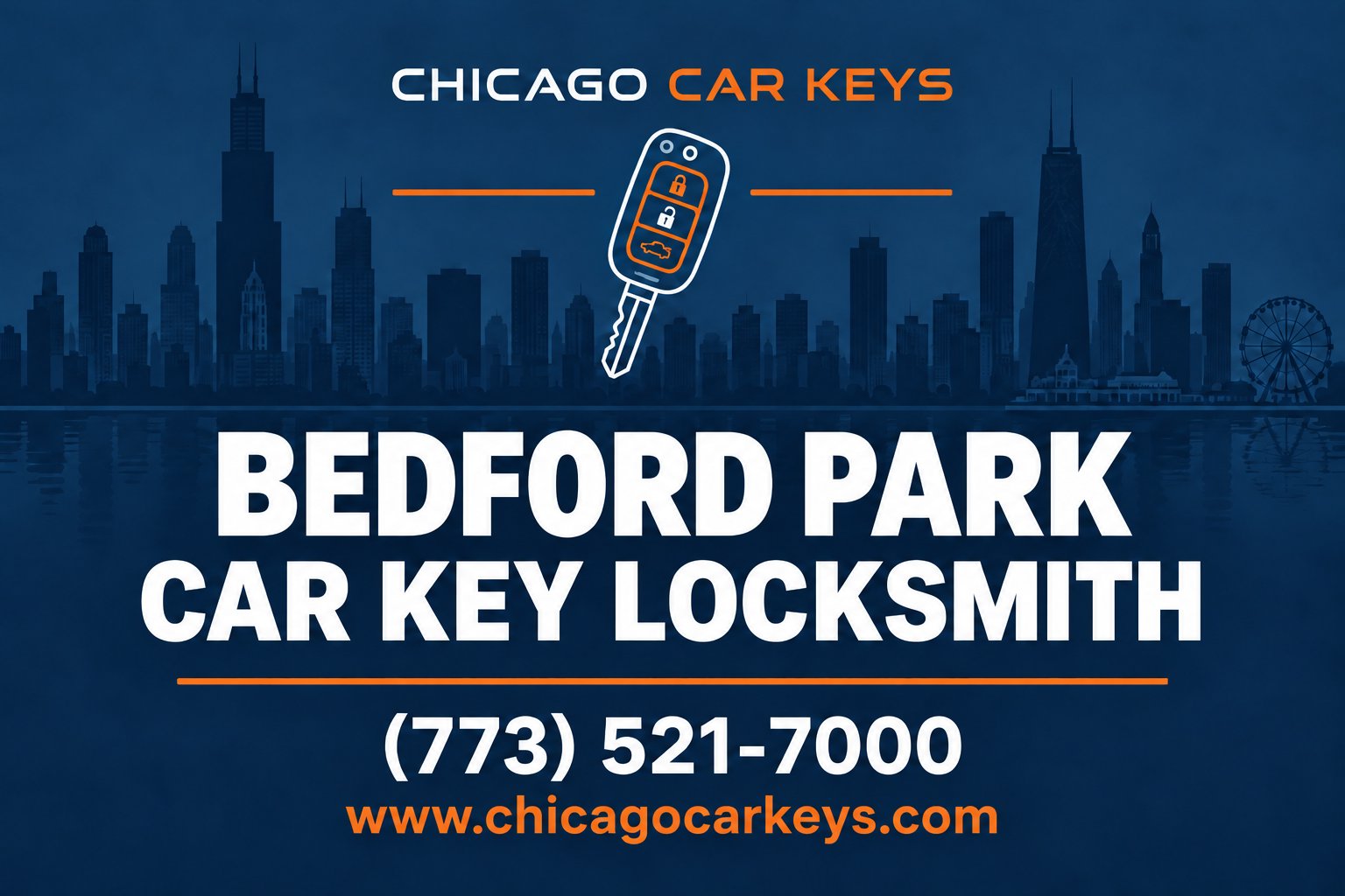 Chicago Car Keys service card for car key locksmith service in Bedford Park, Illinois