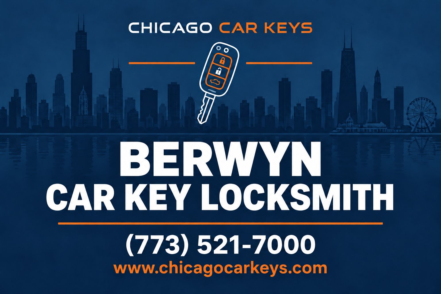 Chicago Car Keys service card for car key locksmith service in Berwyn, Illinois