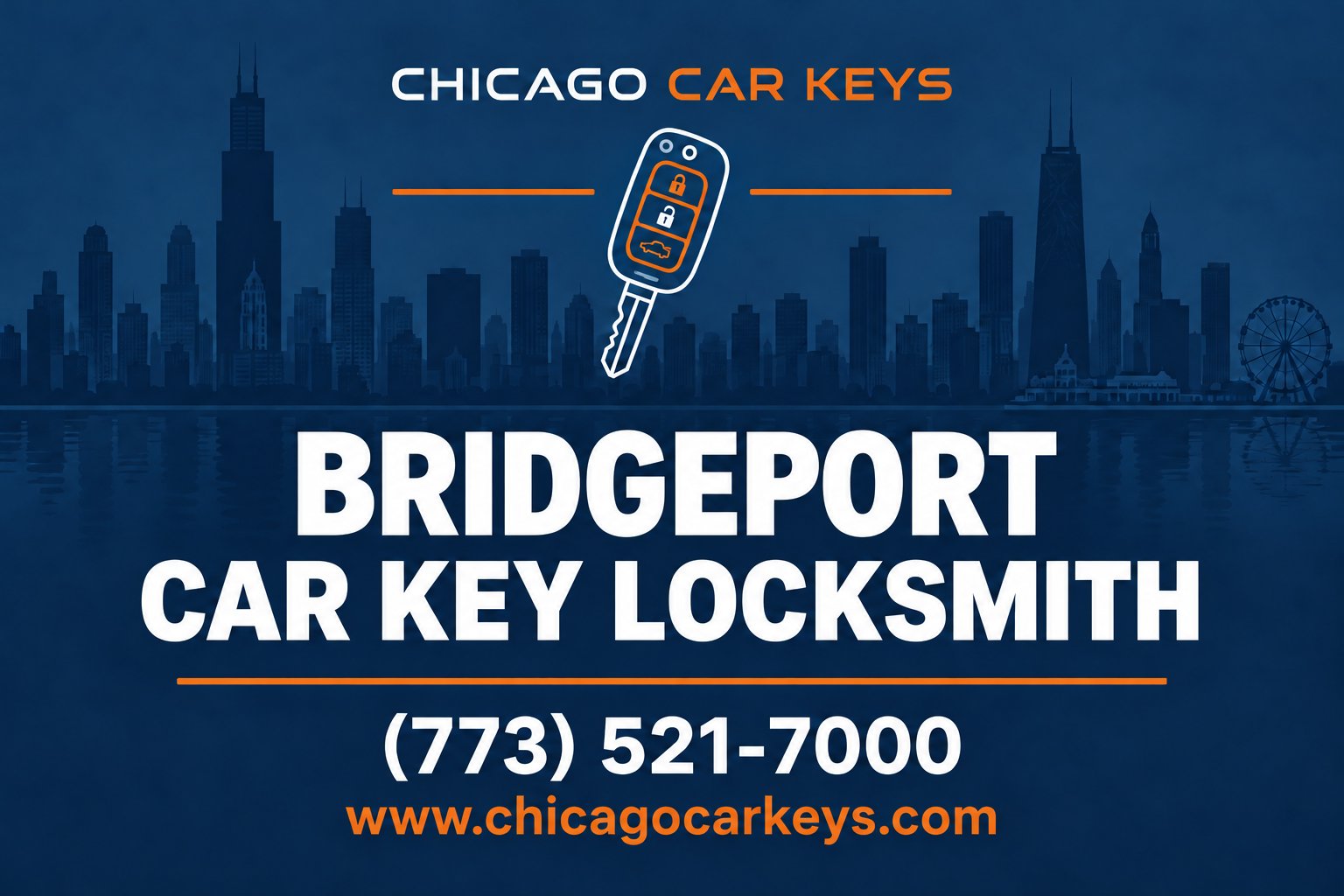 Chicago Car Keys service card for car key locksmith service in Bridgeport, Chicago