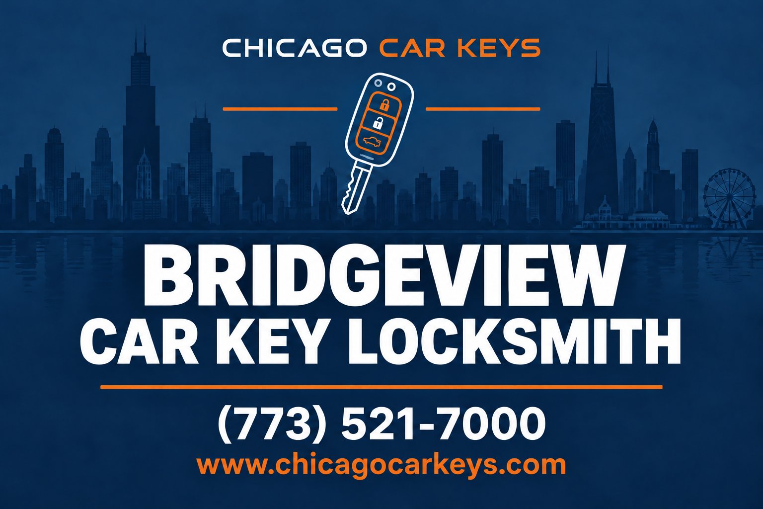 Chicago Car Keys service card for car key locksmith service in Bridgeview, Illinois