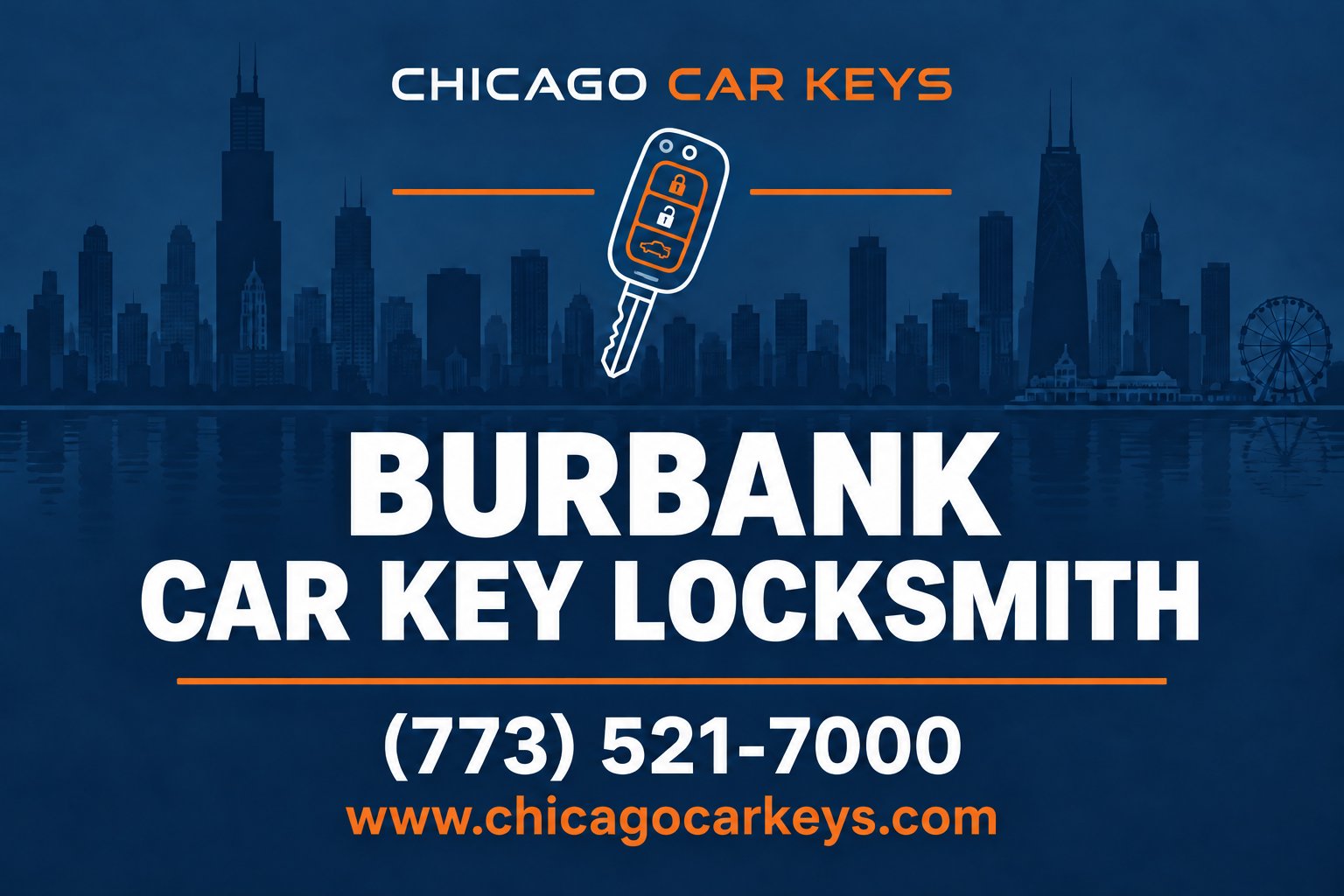 Chicago Car Keys service card for car key locksmith service in Burbank, Illinois