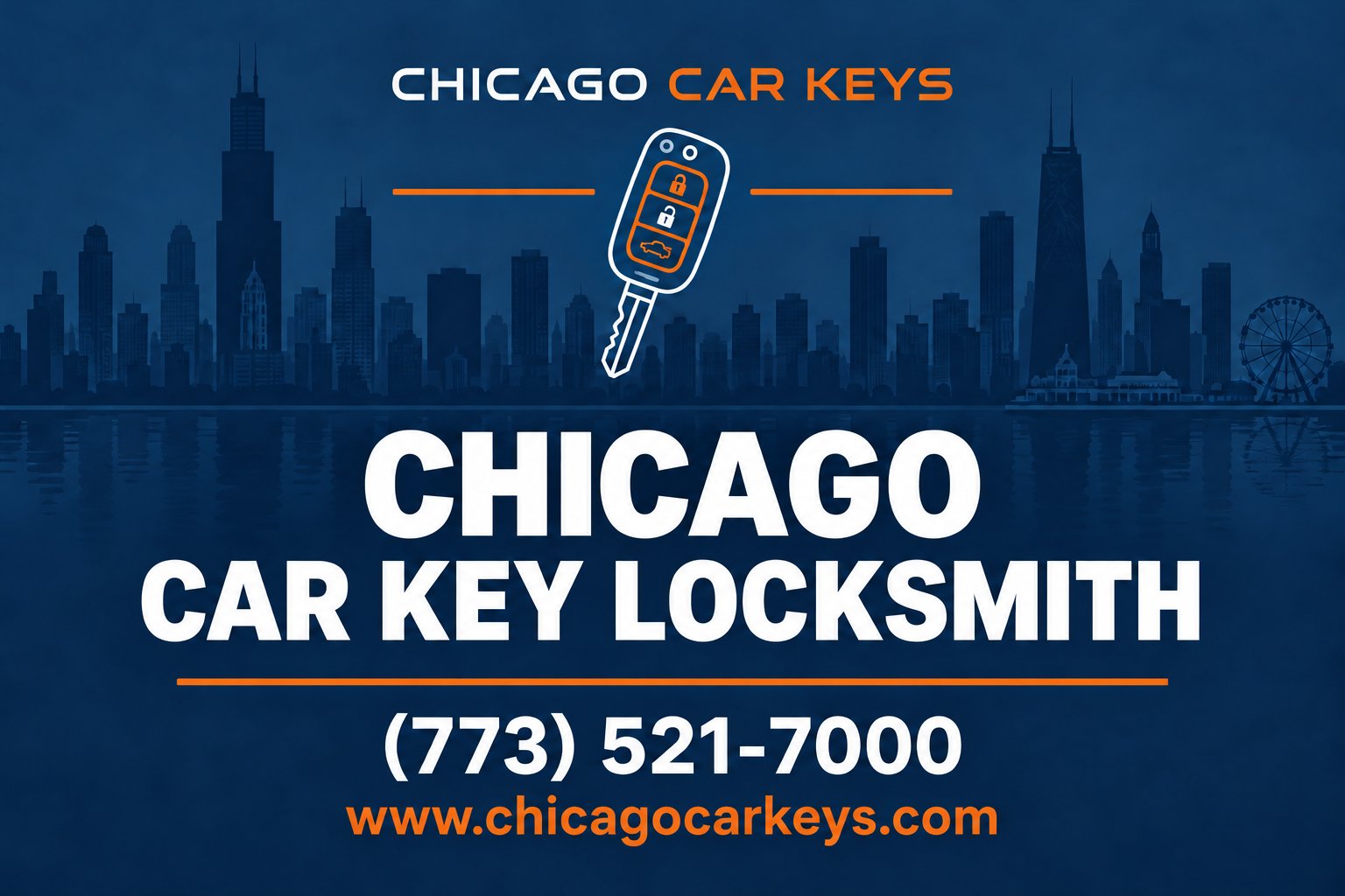 Chicago Car Keys service card for car key locksmith service in Chicago, Illinois