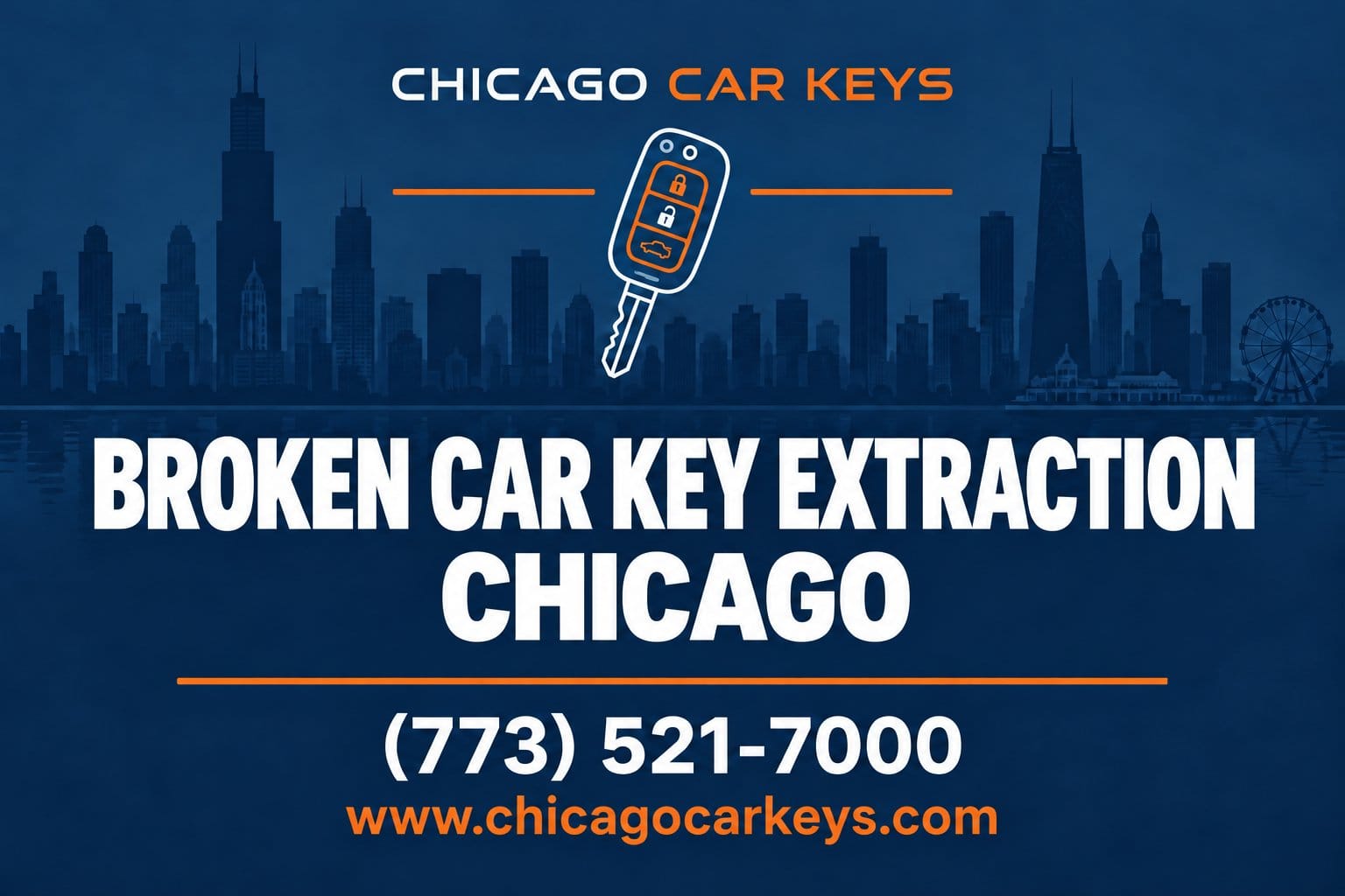 Chicago Car Keys branded service card for broken car key extraction in Chicago