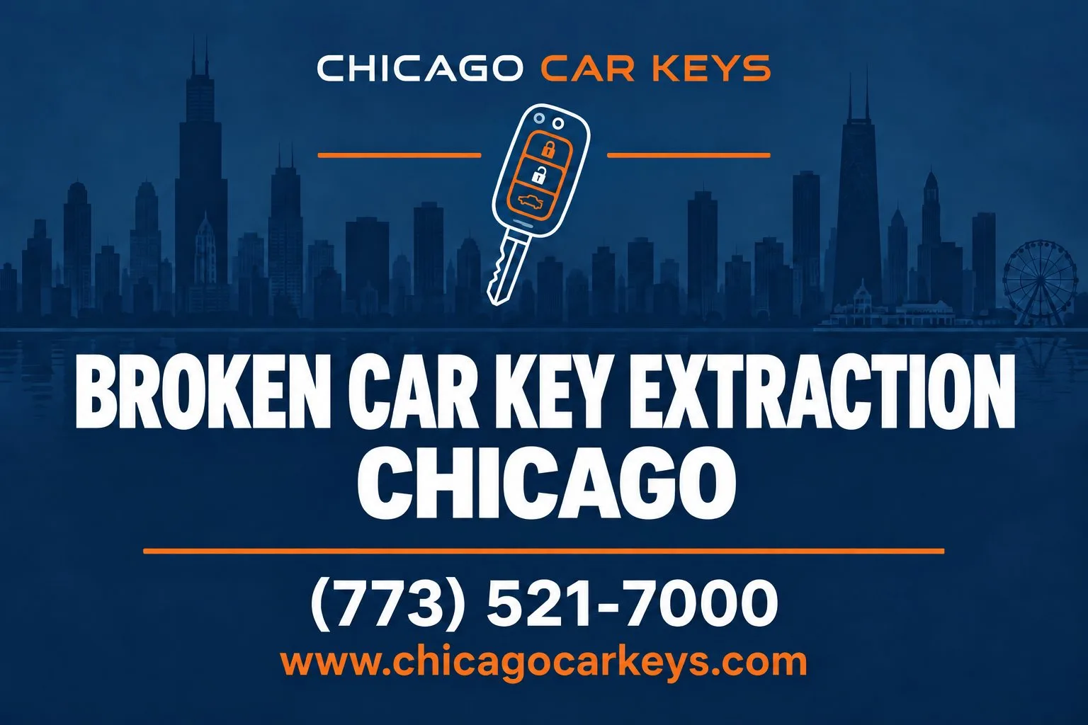 Chicago Car Keys branded service card for broken car key extraction in Chicago