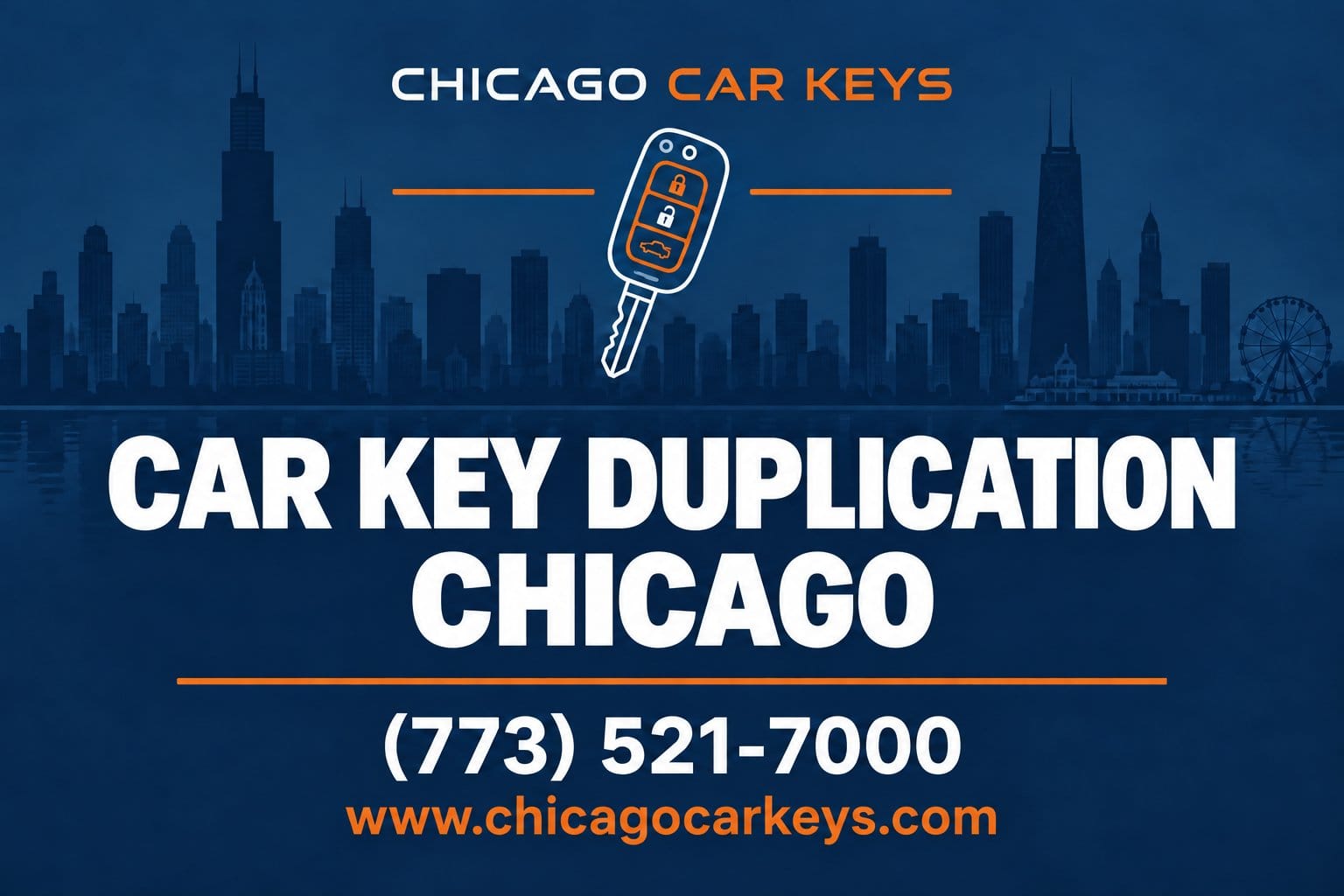 Chicago Car Keys branded service card for car key duplication in Chicago