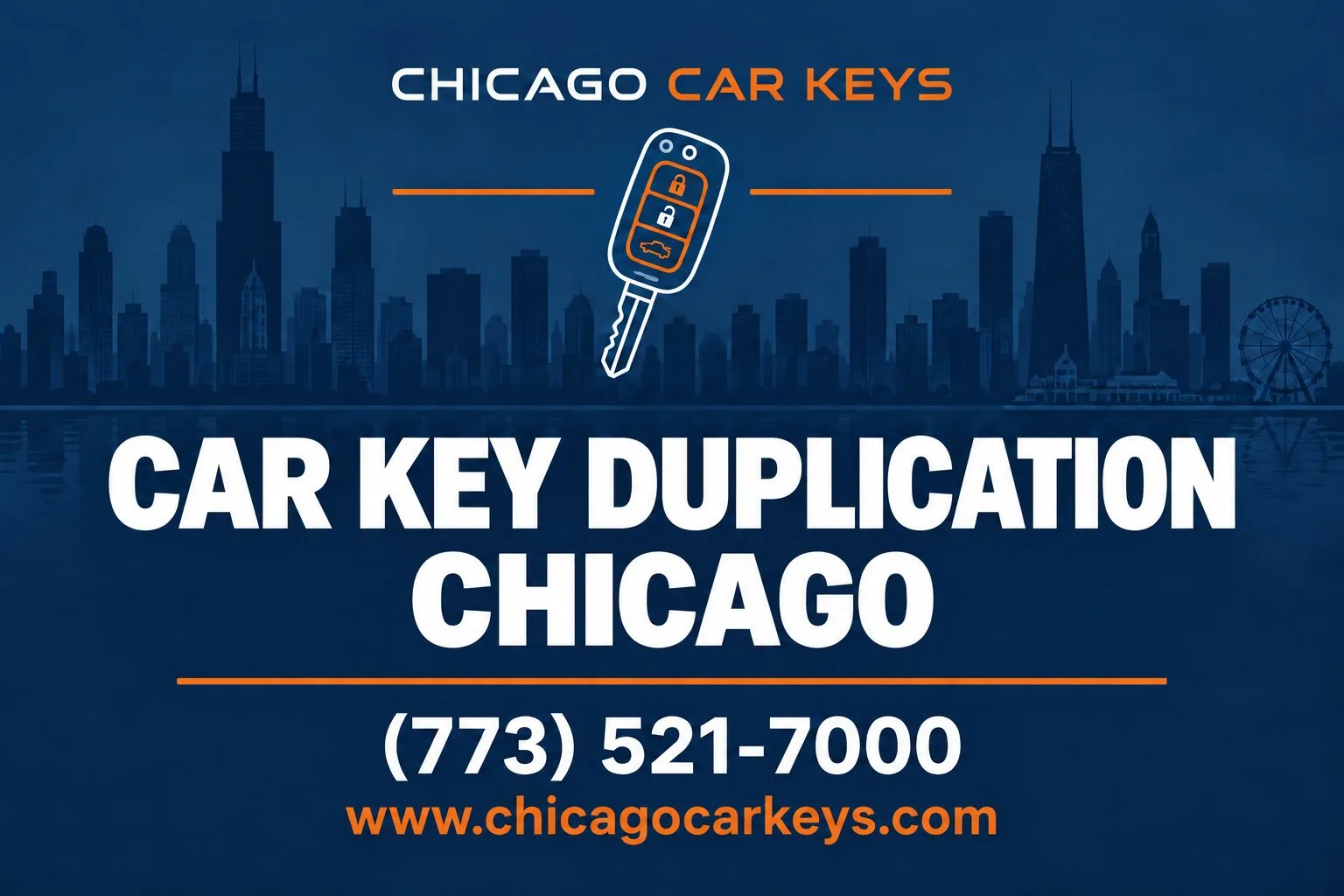 Chicago Car Keys branded service card for car key duplication in Chicago