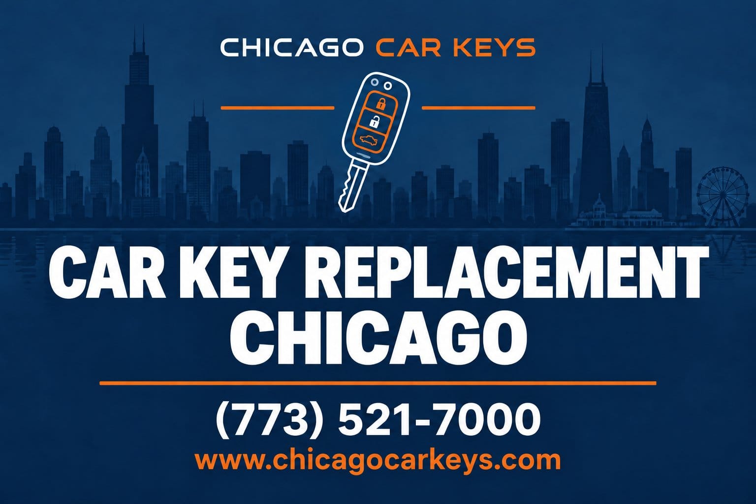 Chicago Car Keys branded service card for car key replacement in Chicago