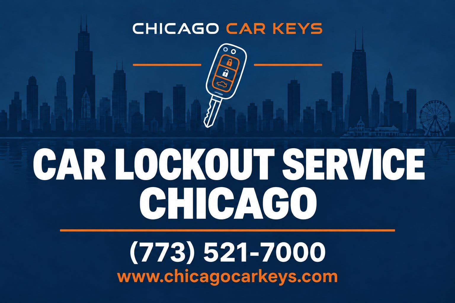 Chicago Car Keys branded service card for car lockout service in Chicago