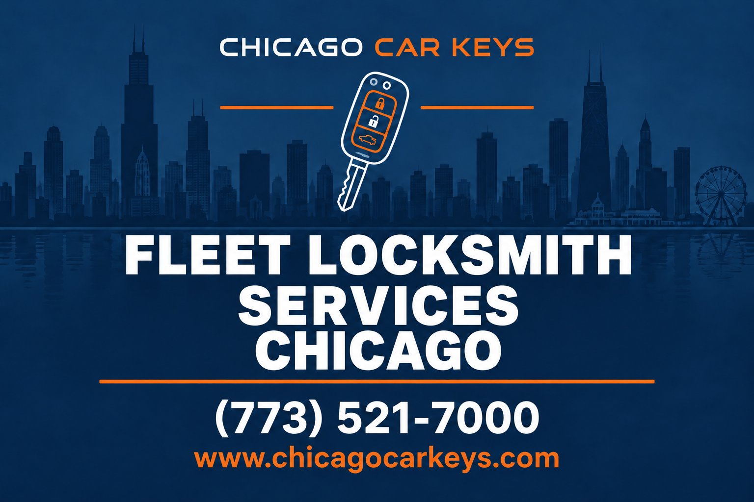 Chicago Car Keys branded service card for fleet locksmith services in Chicago
