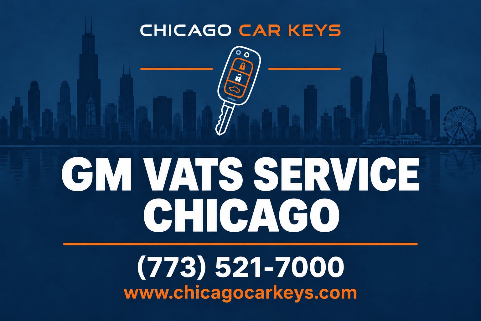 Chicago Car Keys branded service card for gm vats service in Chicago