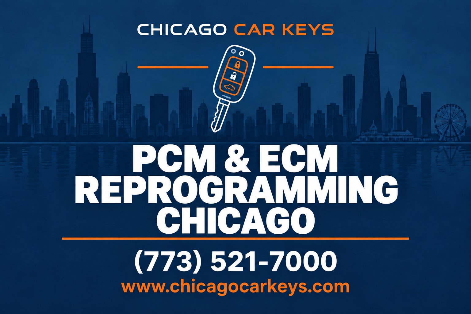 Chicago Car Keys branded service card for pcm & ecm reprogramming in Chicago