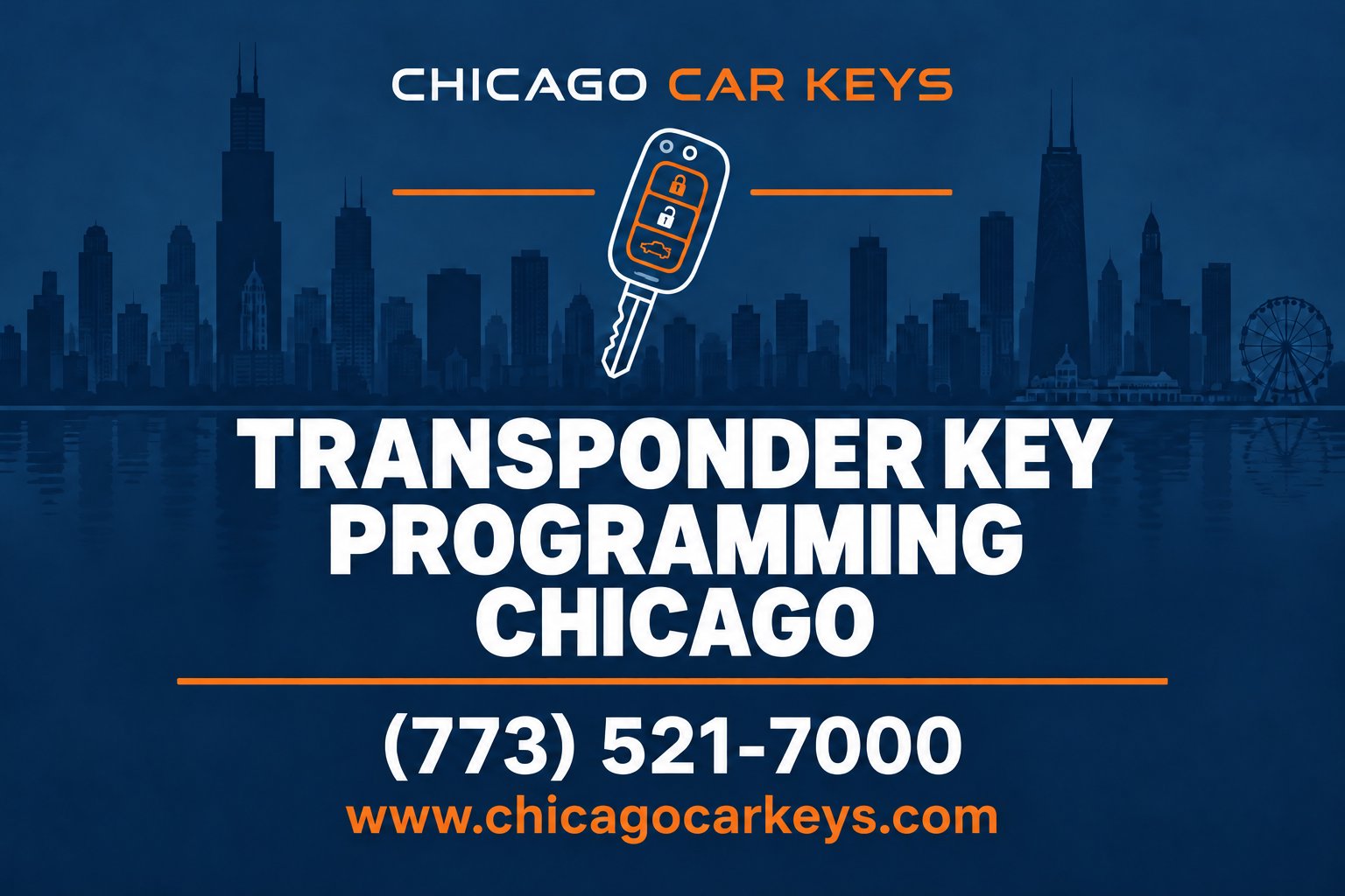 Chicago Car Keys branded service card for transponder key programming in Chicago