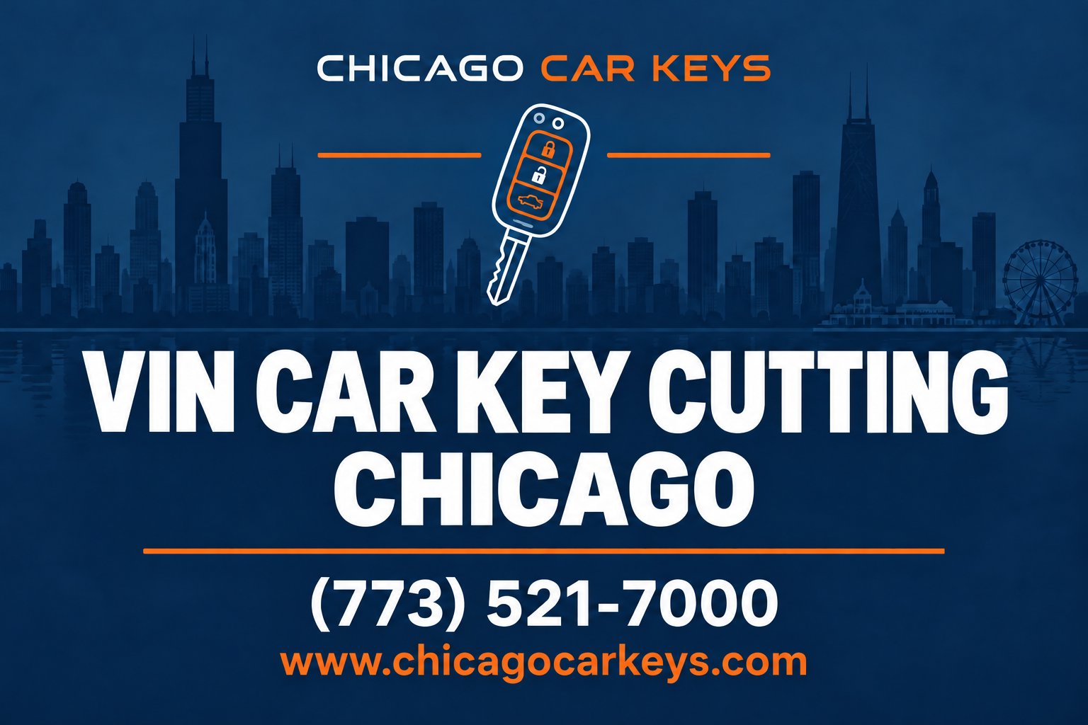 Chicago Car Keys branded service card for vin car key cutting in Chicago