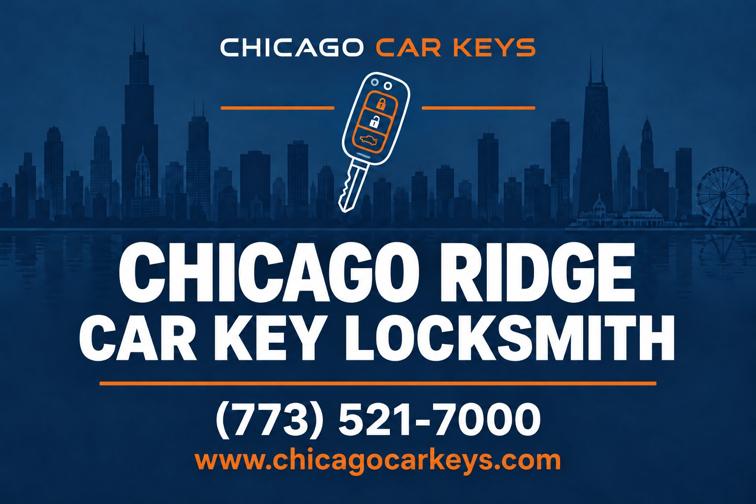 Chicago Car Keys service card for car key locksmith service in Chicago Ridge, Illinois