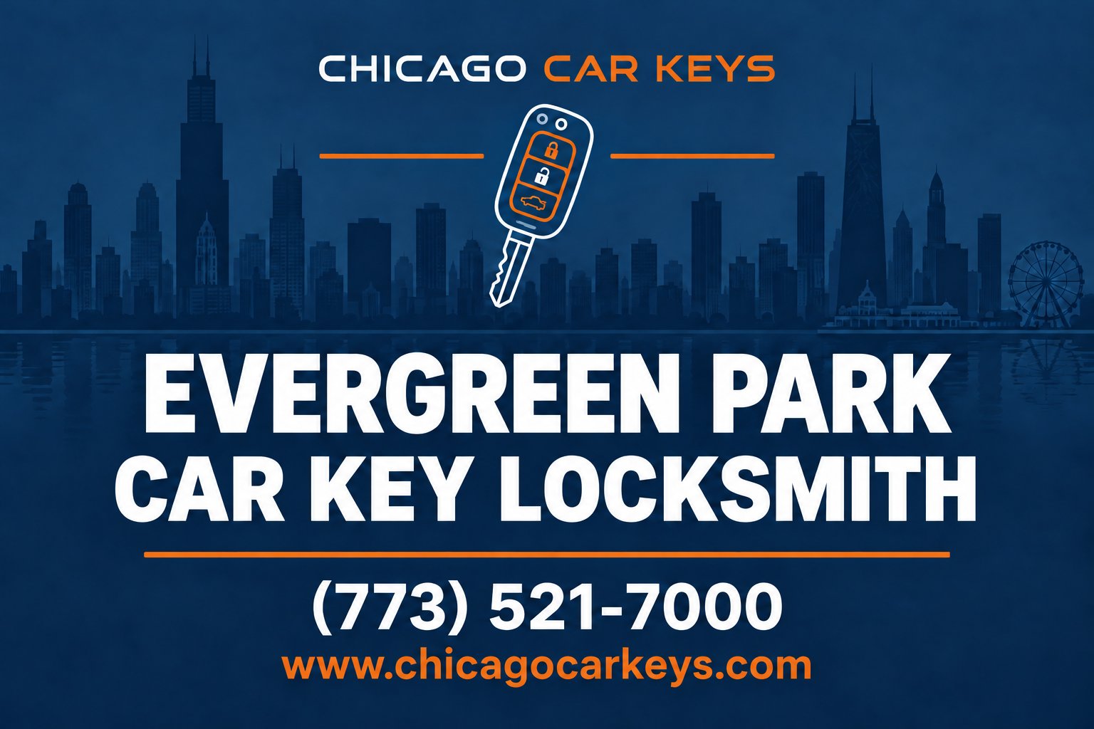 Chicago Car Keys service card for car key locksmith service in Evergreen Park, Illinois