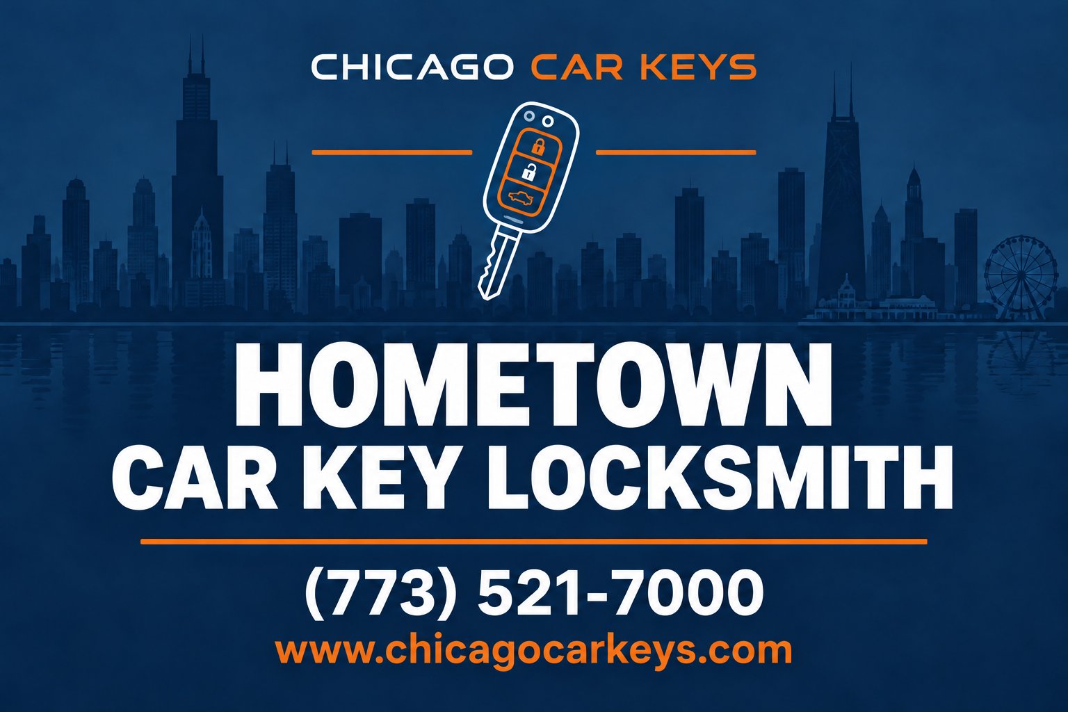 Chicago Car Keys service card for car key locksmith service in Hometown, Illinois