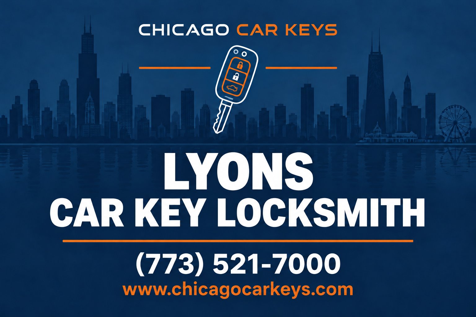 Chicago Car Keys service card for car key locksmith service in Lyons, Illinois