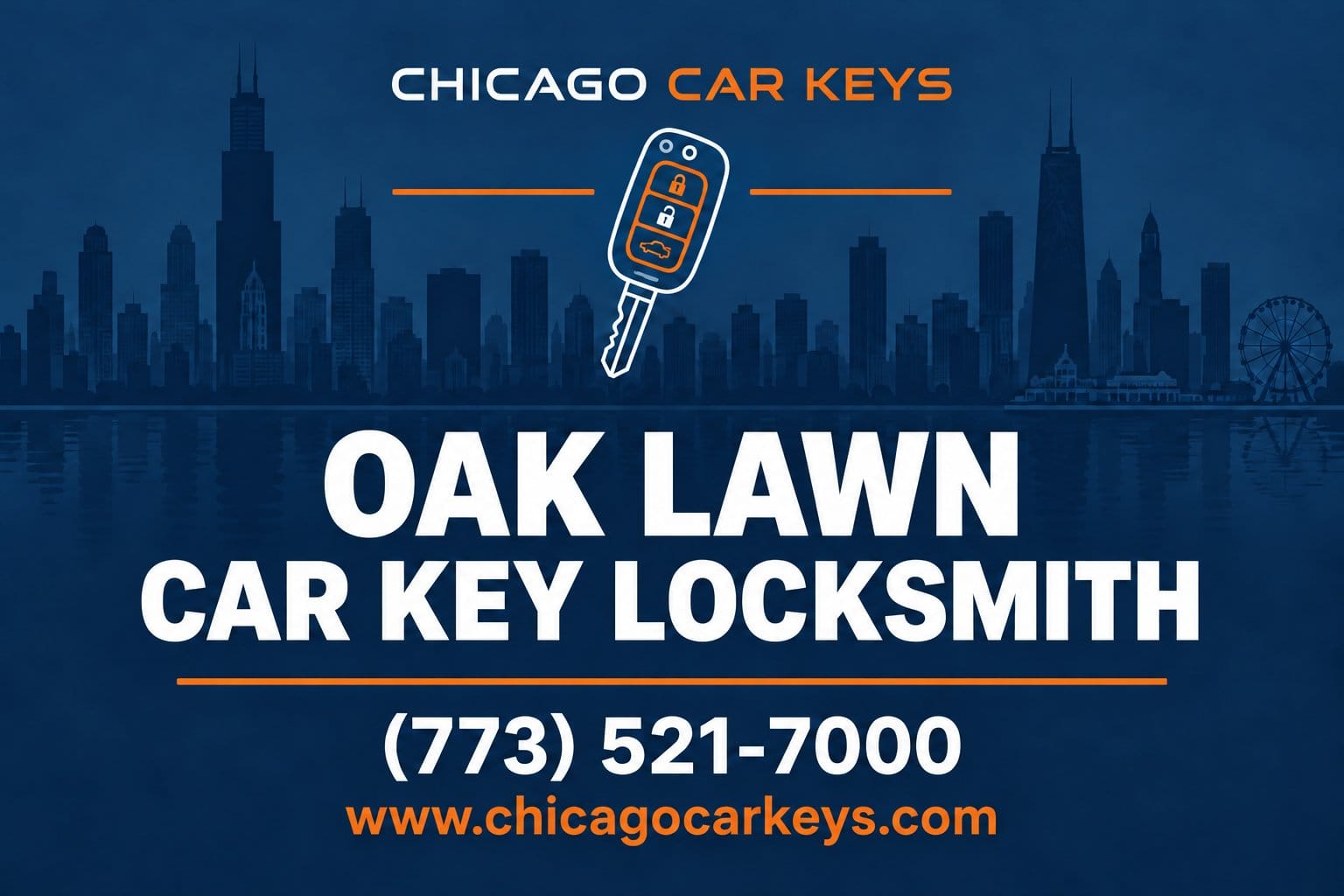 Chicago Car Keys service card for car key locksmith service in Oak Lawn, Illinois
