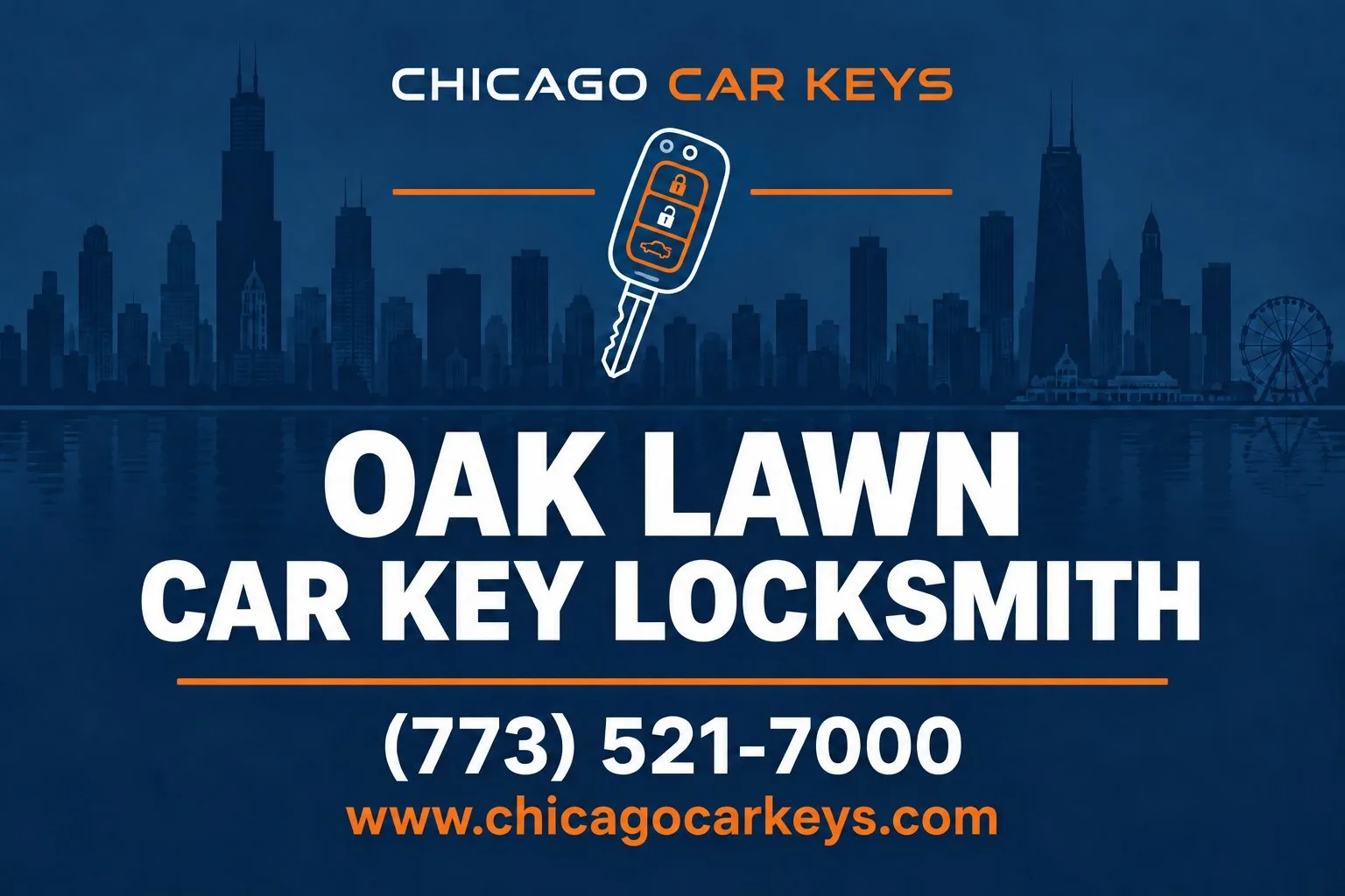 Chicago Car Keys service card for car key locksmith service in Oak Lawn, Illinois