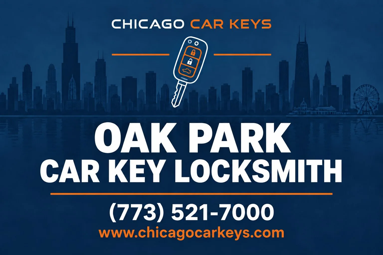 Chicago Car Keys service card for car key locksmith service in Oak Park, Illinois