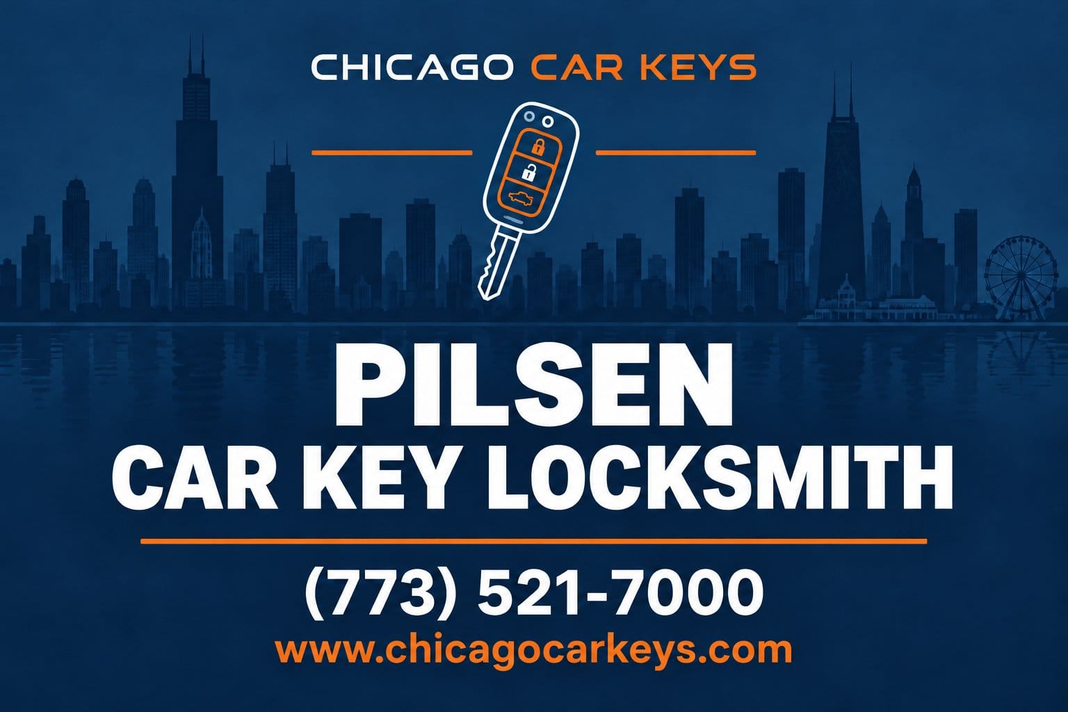 Chicago Car Keys service card for car key locksmith service in Pilsen, Chicago