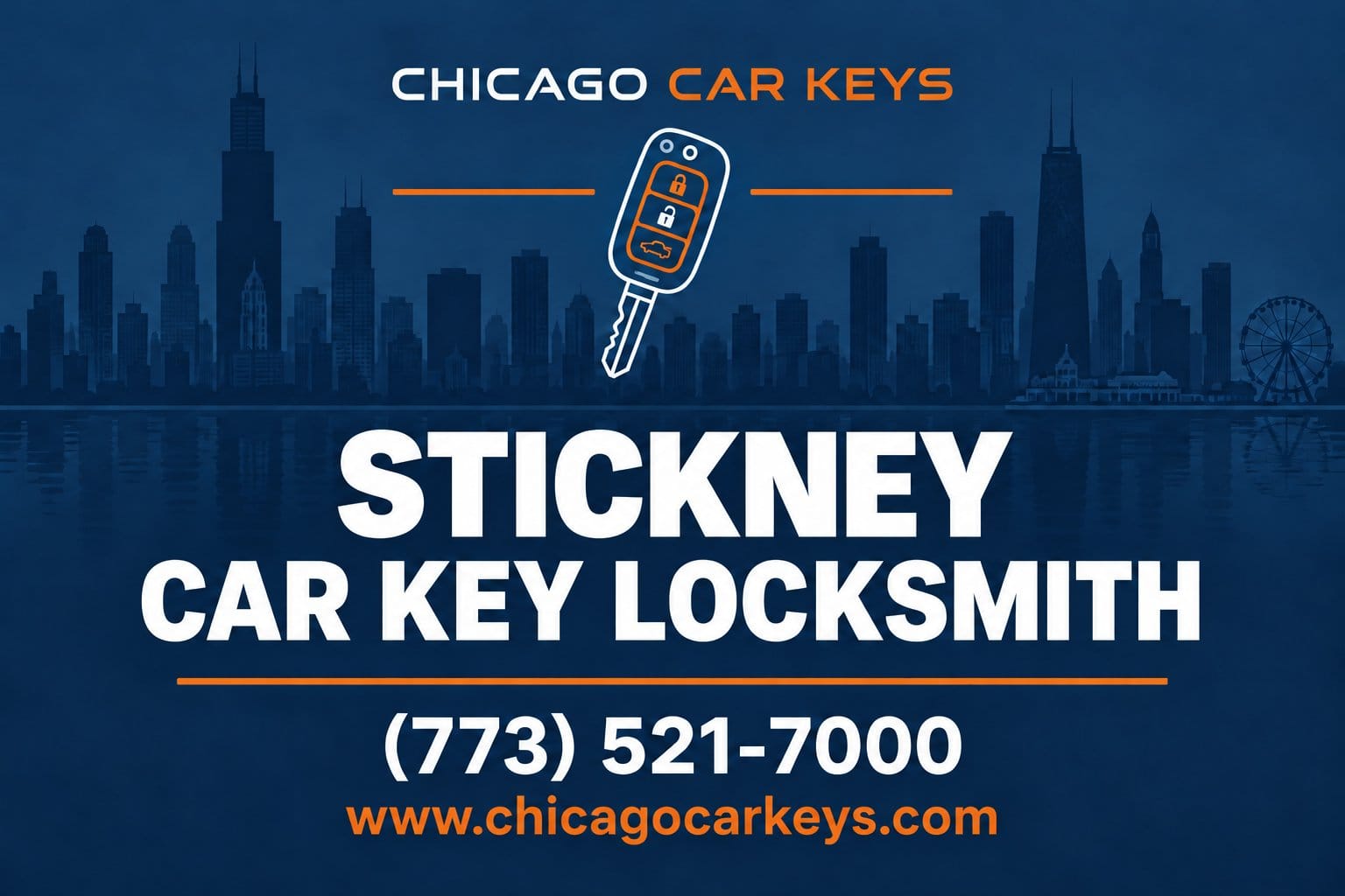 Chicago Car Keys service card for car key locksmith service in Stickney, Illinois