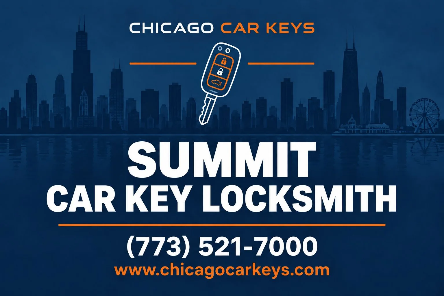 Chicago Car Keys service card for car key locksmith service in Summit, Illinois